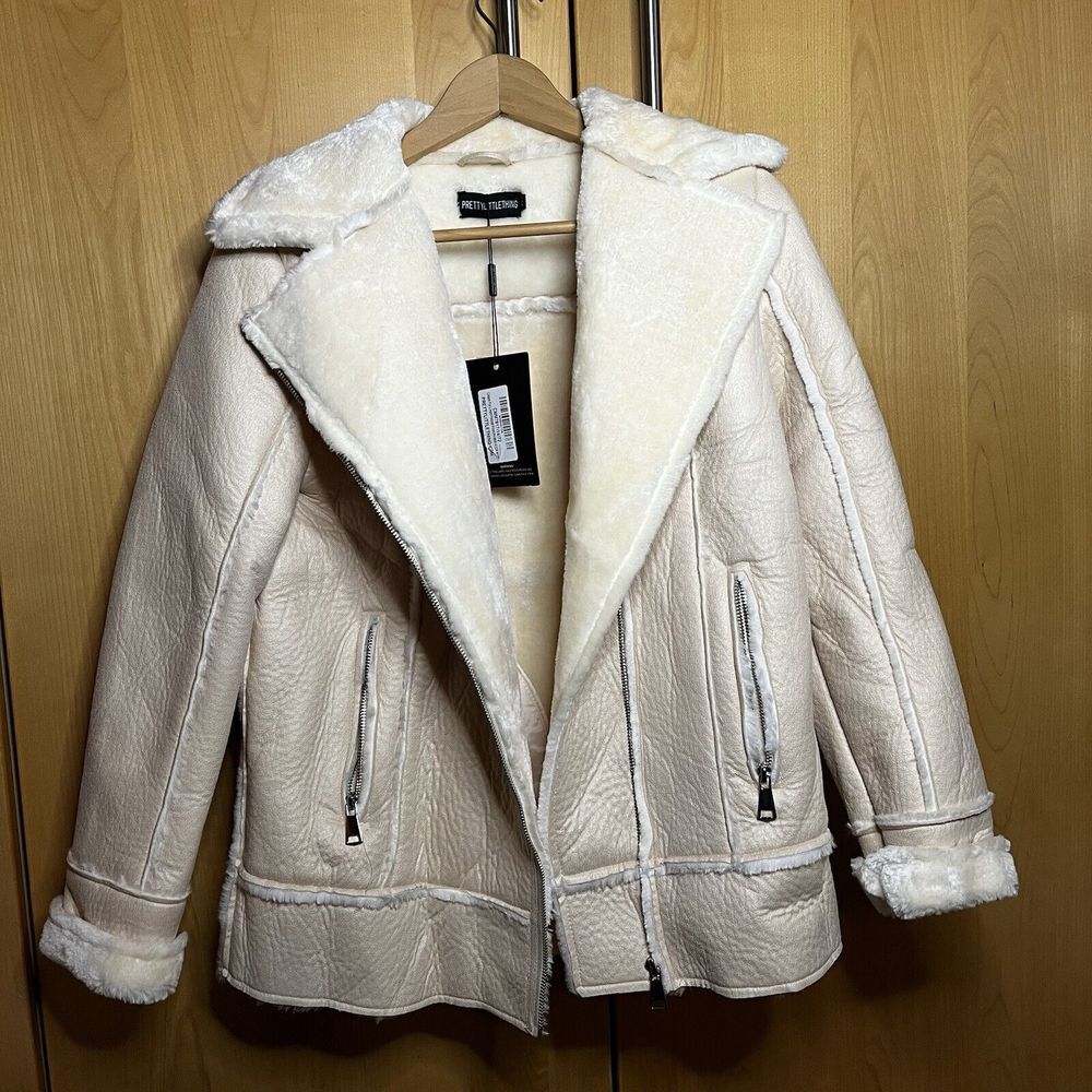 CREAM FUR LINED POCKET FRONT AVIATOR NWT Size 4